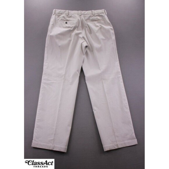 Nike Golf Pants Dri-Fit Slacks Gray White Striped Mens Flat Fronts 33" X 32" - Picture 10 of 14